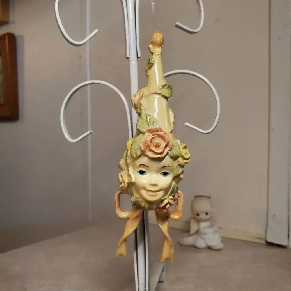 Vintage Ornament Girl with Roses & Ribbons